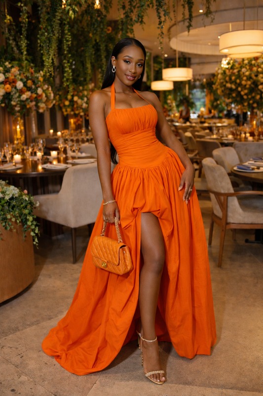 Corset high slit maxi dress