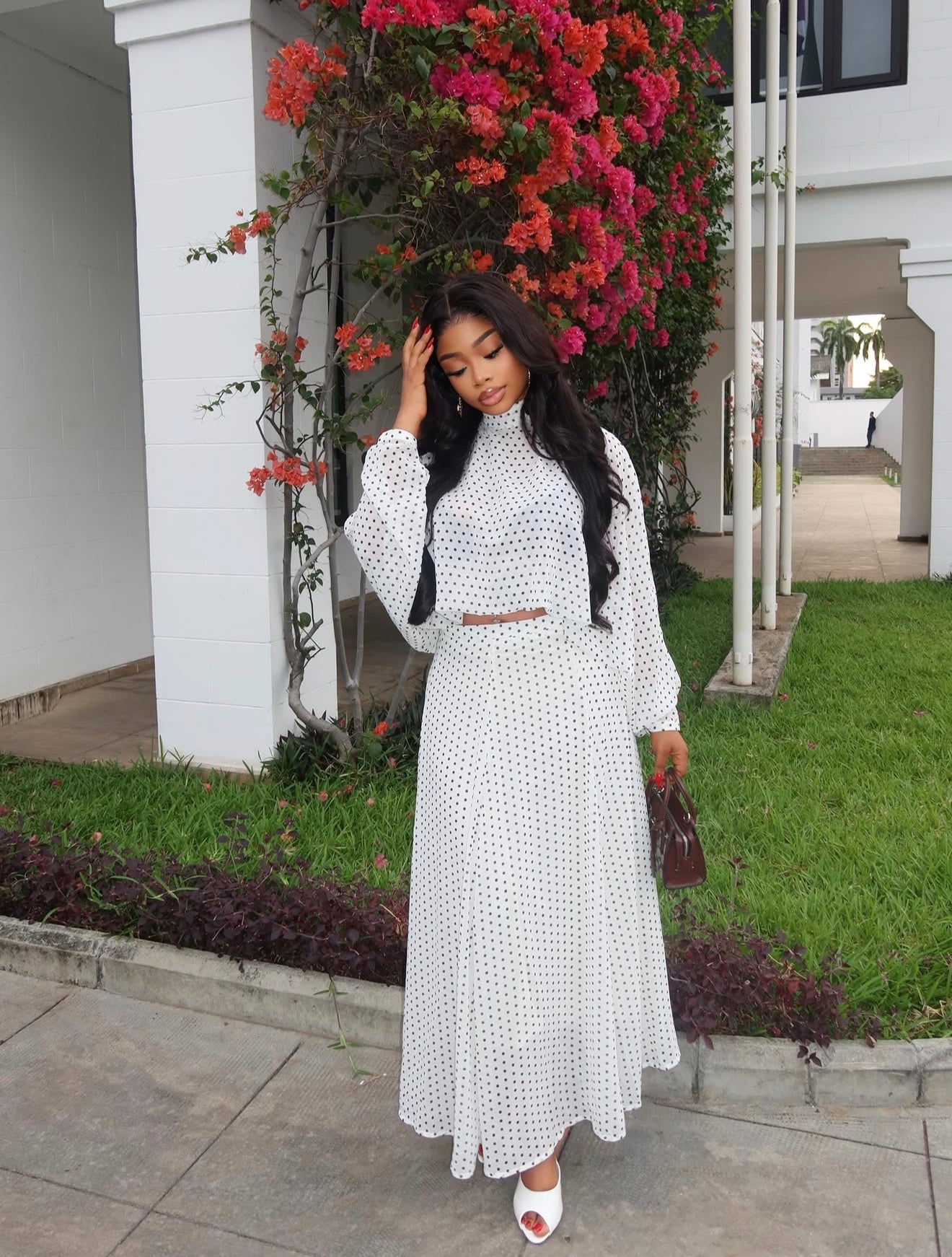 Polka dot skirt set