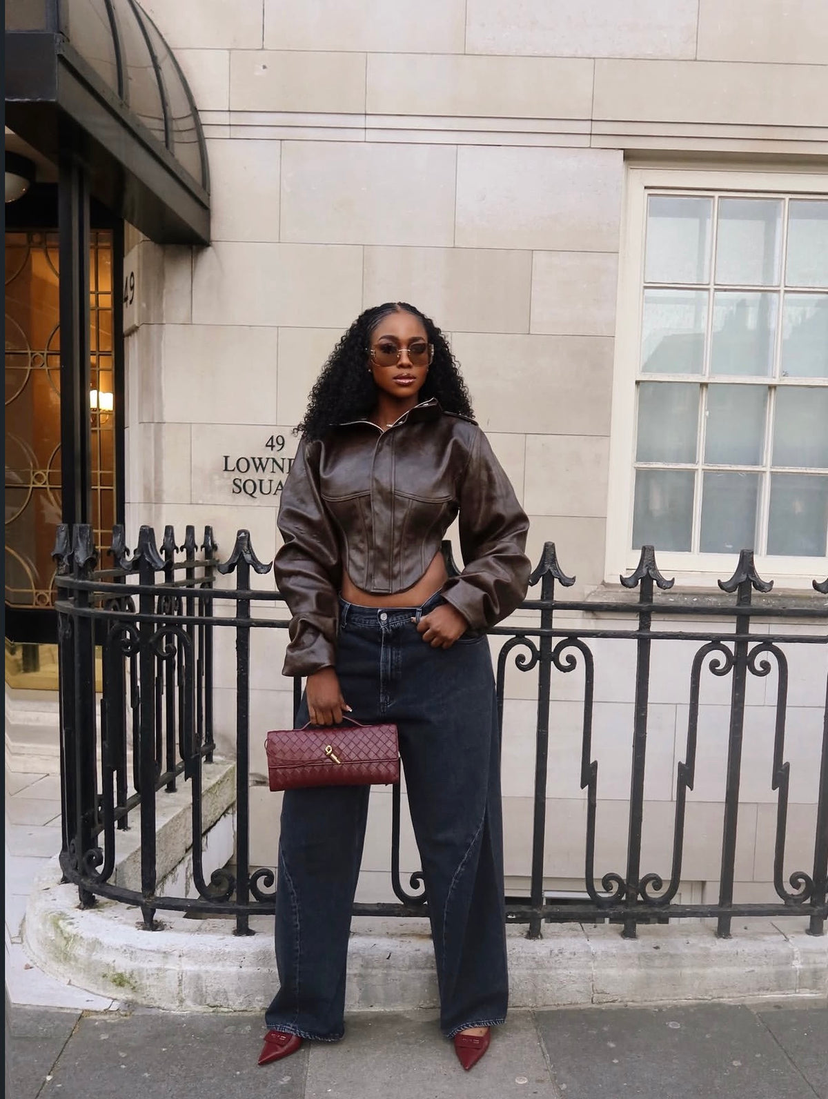 Cropped faux leather jacket