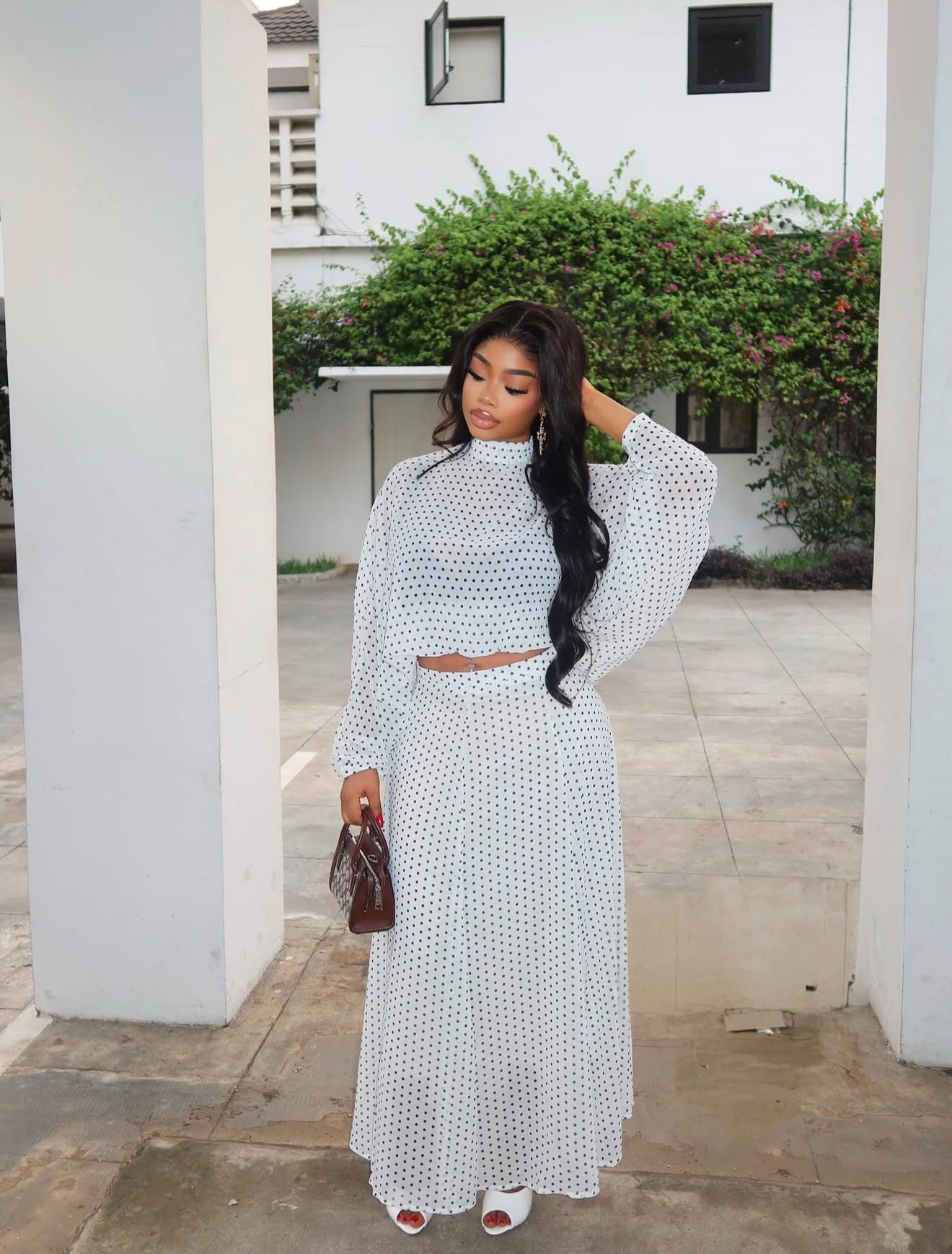 Polka dot skirt set